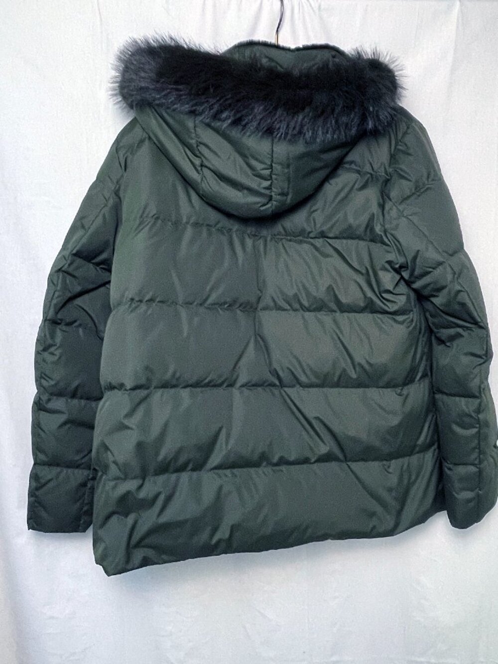 Ralph Lauren Olive Green Down Puffer Jacket Hooded Faux Fur XXL - Picture 4 of 6